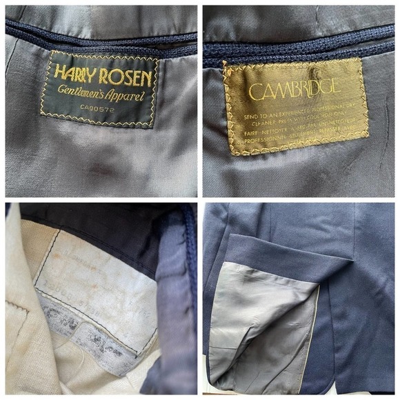 Harry Rosen Suit Jacket Blazer Navy Blue 42L Sport Coat Vintage Cambridge - Picture 6 of 12